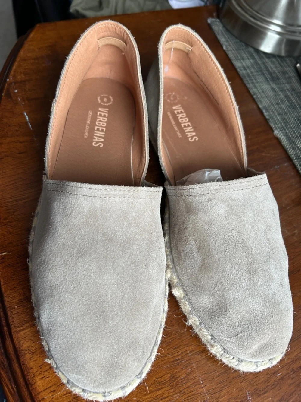 Verbenas Espadrille Flats EU 42 Taupe Suede Leather Slip On Spain summer coast
